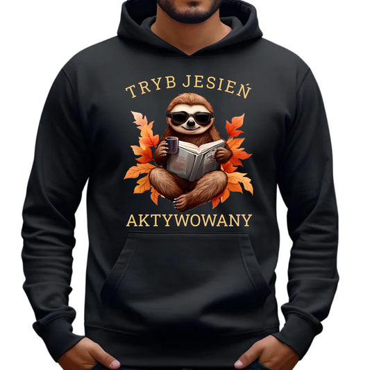 Bluza męska z kapturem jesienna - Leniwiec - Tryb jesień aktywowany JS23 - StoryCups.pl