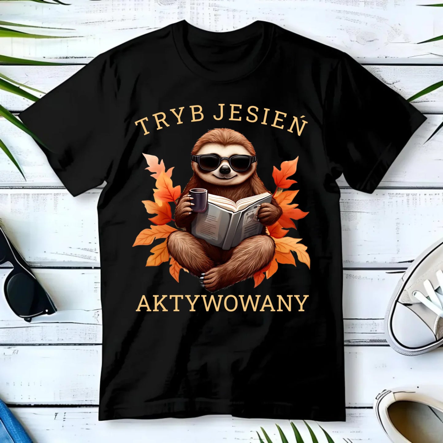 Koszulka męska jesienna - Leniwiec - Tryb jesień aktywowany JS23 - StoryCups.pl