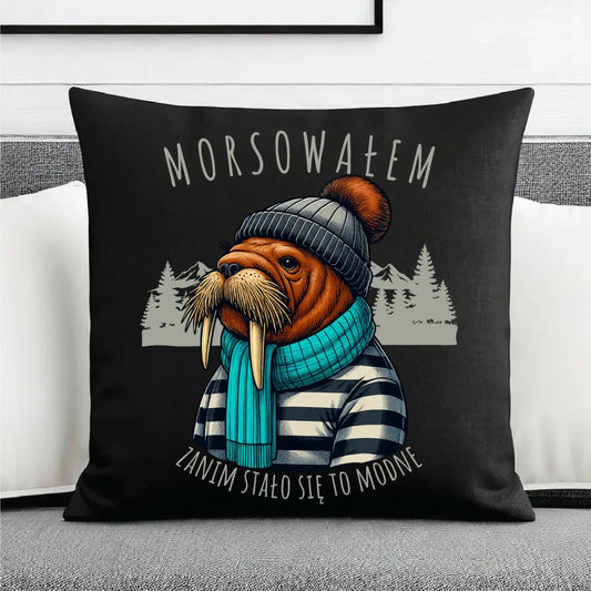 Poduszka dekoracyjna - prezent dla morsa - Morsowałem zanim stało się to modne - Mors HM08 - StoryCups.pl
