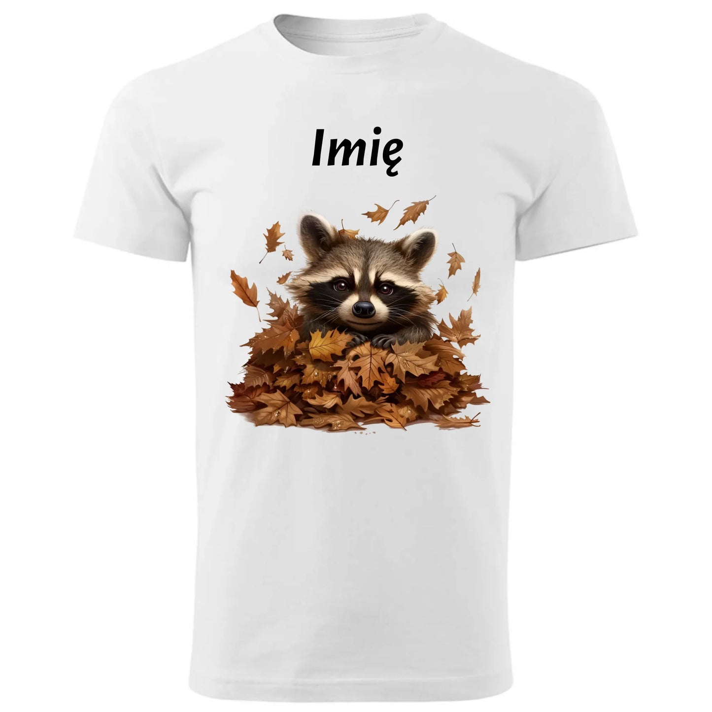 Koszulka męska jesienna - Szop w liściach - personalizowana JS24 - StoryCups.pl