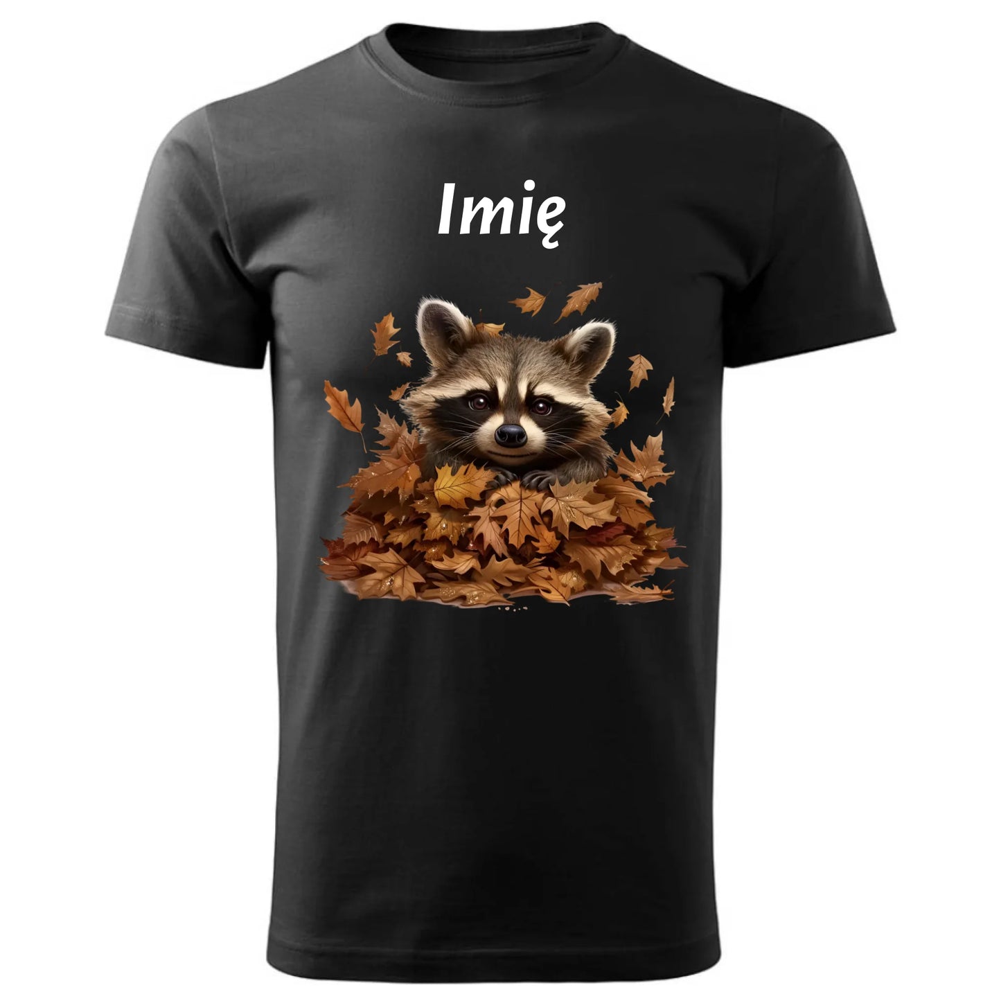 Koszulka męska jesienna - Szop w liściach - personalizowana JS24 - StoryCups.pl