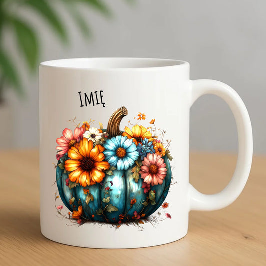 Kubek jesienny - Kwiatowa dynia - personalizowany JS27 - StoryCups.pl