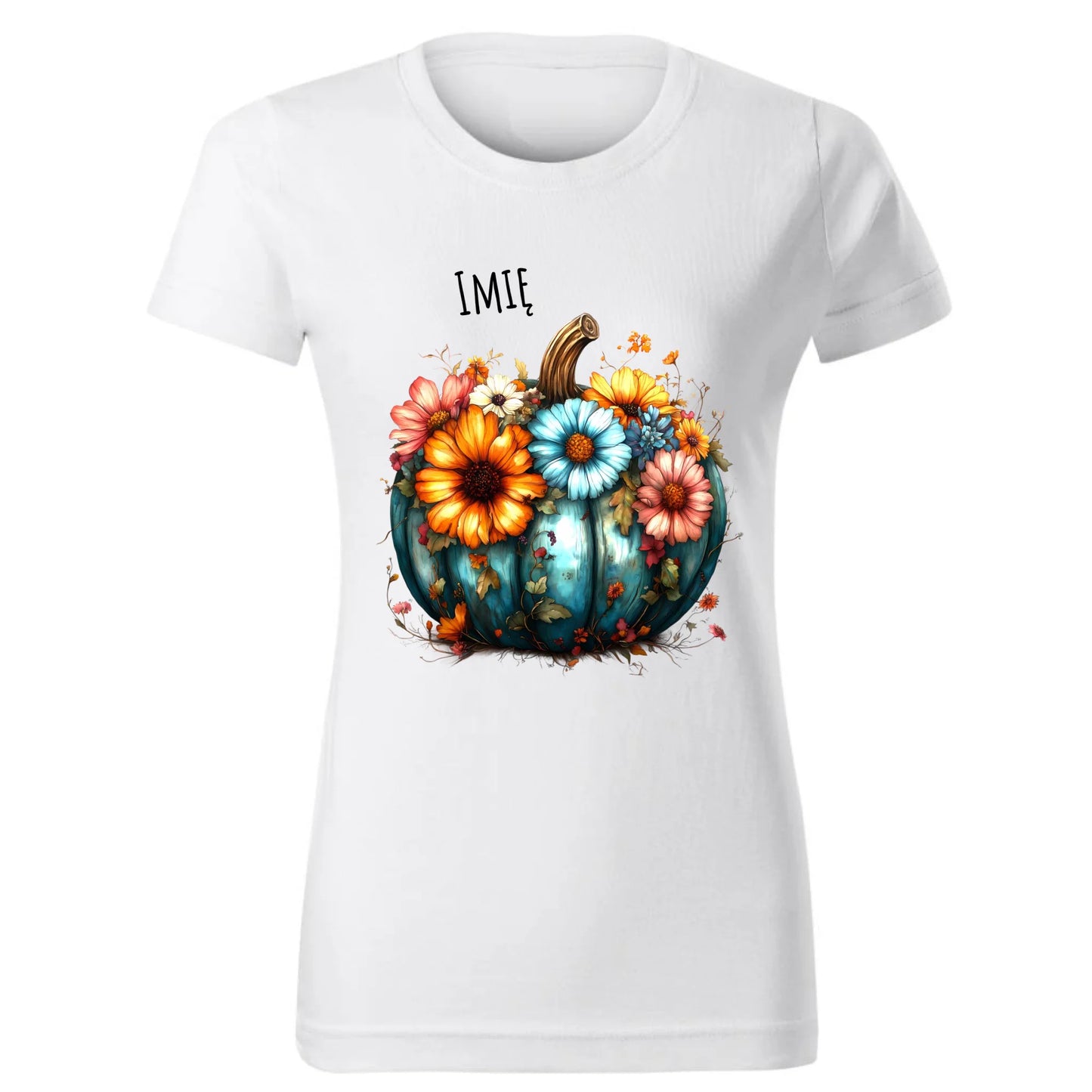 Koszulka damska jesienna - Kwiatowa dynia - personalizowana JS27 - StoryCups.pl