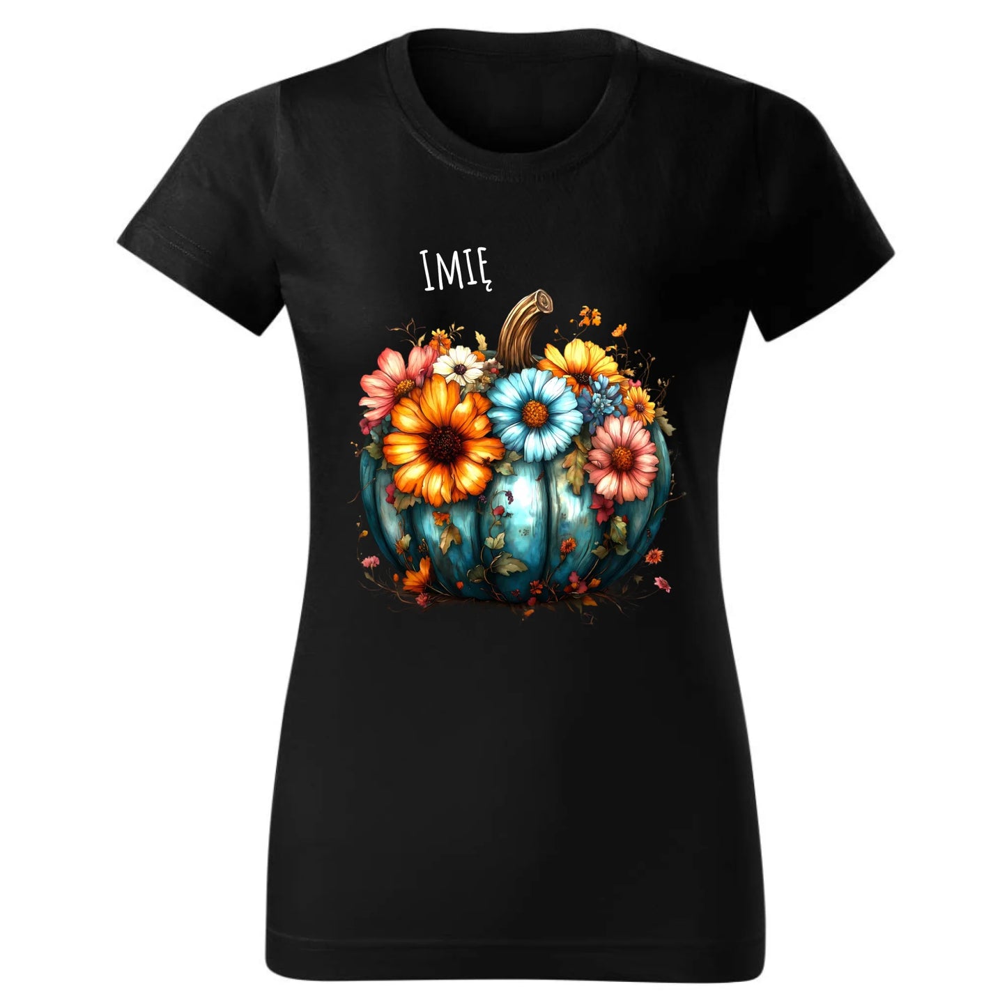 Koszulka damska jesienna - Kwiatowa dynia - personalizowana JS27 - StoryCups.pl