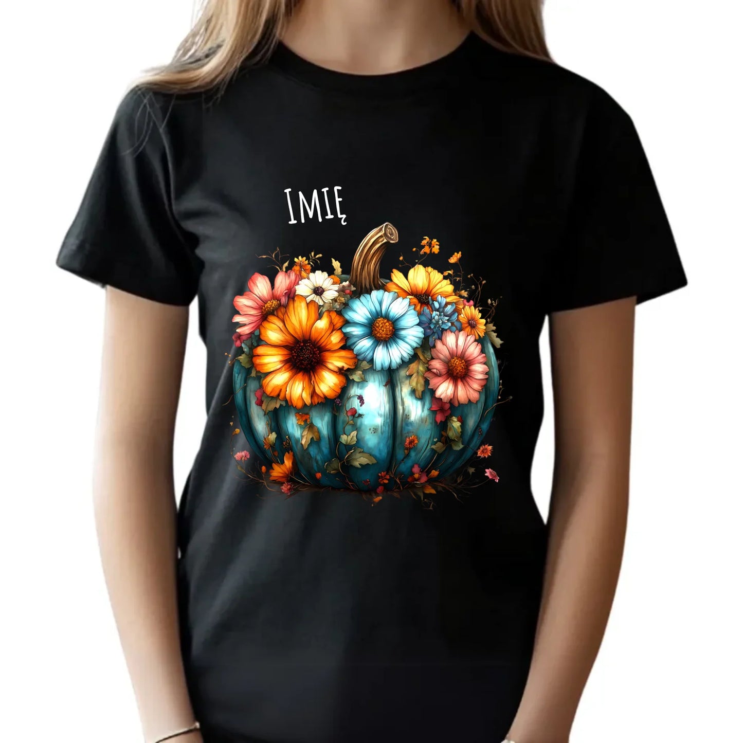 Koszulka dziecięca jesienna - Kwiatowa dynia - personalizowana JS27 - StoryCups.pl