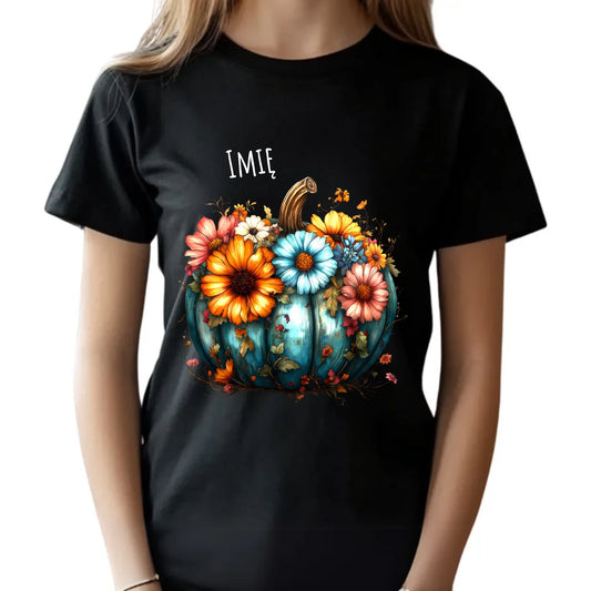Koszulka dziecięca jesienna - Kwiatowa dynia - personalizowana JS27 - StoryCups.pl