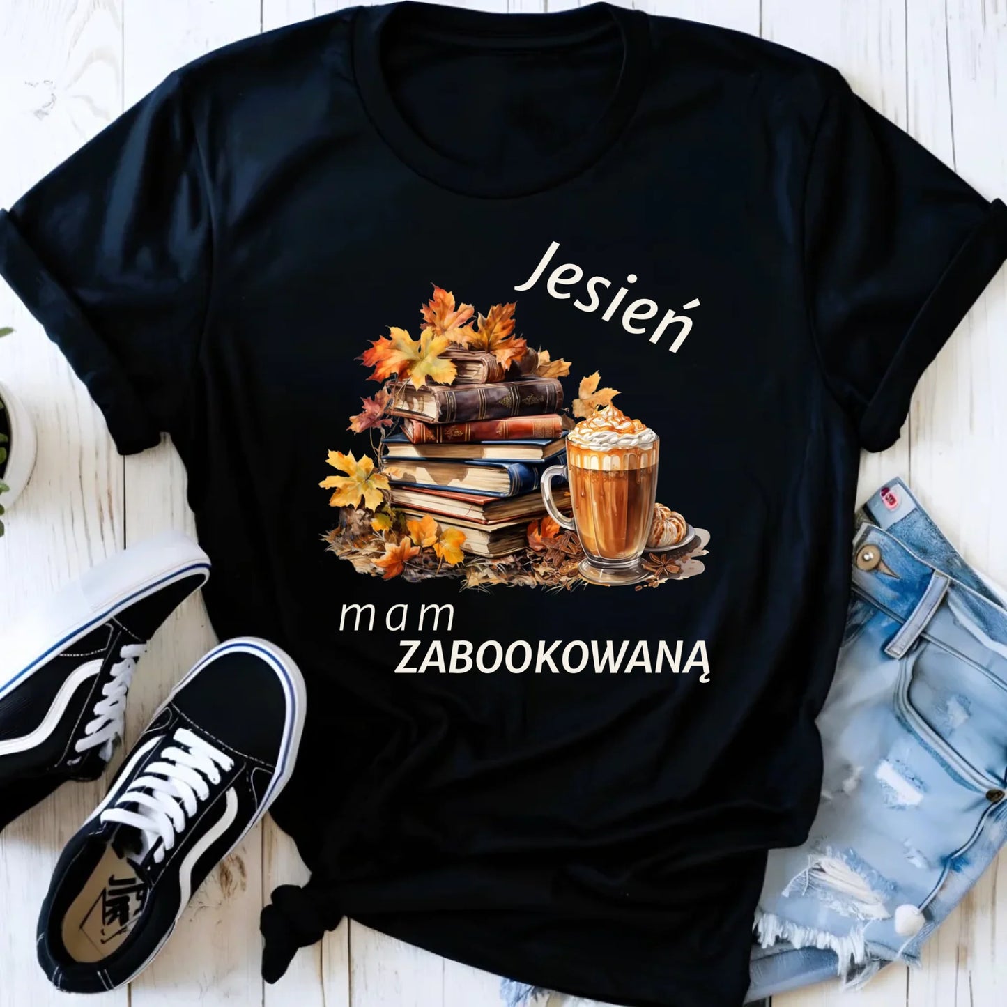 Koszulka damska jesienna - Jesień mam zabookowaną JS28 - StoryCups.pl