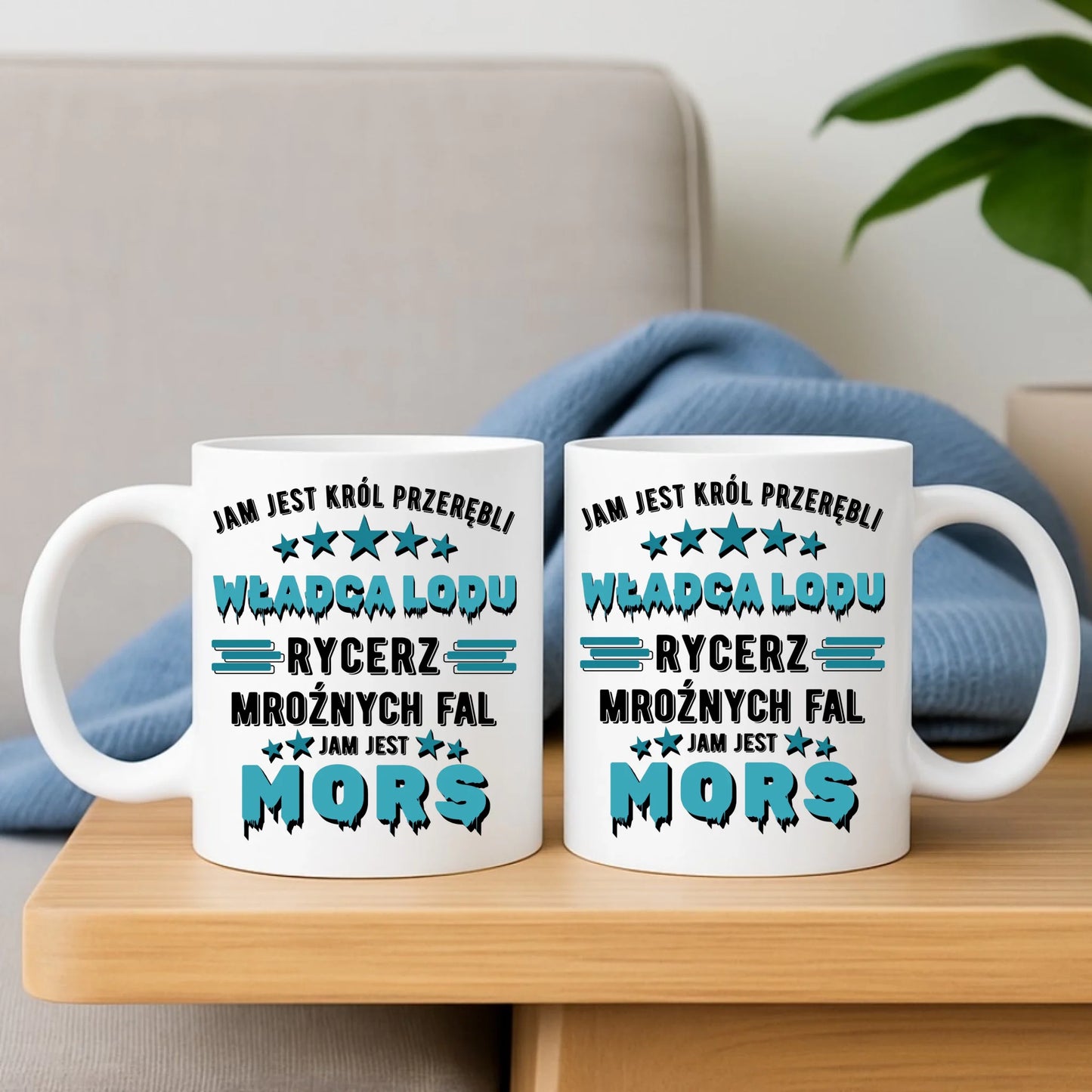 Zestaw poduszka i kubek - prezent dla morsa - Jam jest Król przerębli Jam jest mors HM13 - StoryCups.pl