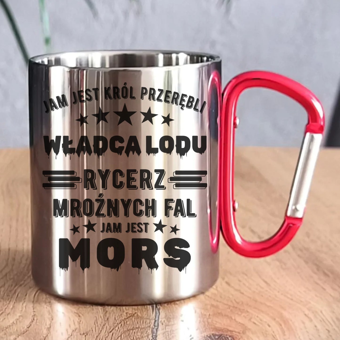 Kubek metalowy - prezent dla morsa - Jam jest Król przerębli Jam jest mors HM13 - StoryCups.pl