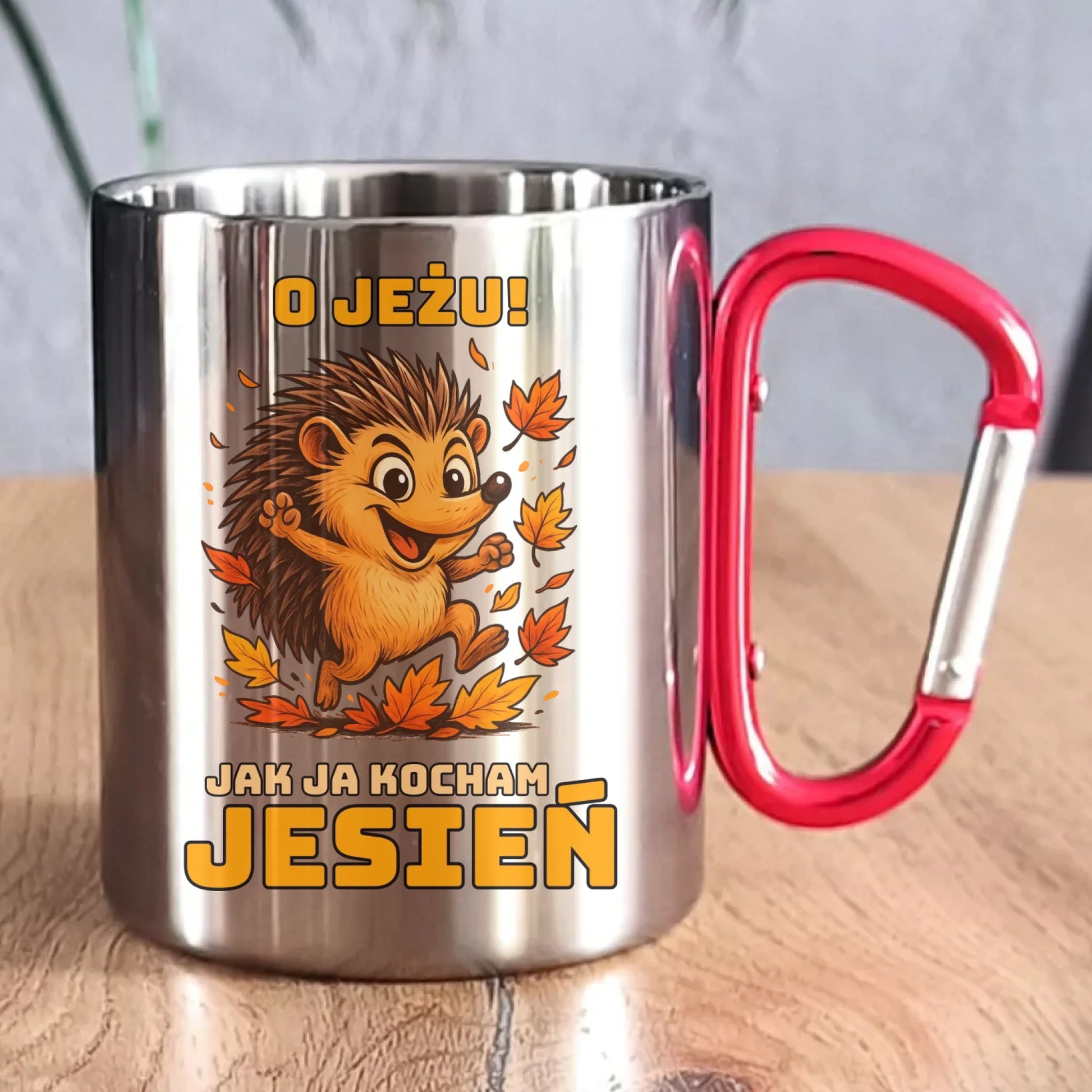 Kubek metalowy jesienny - O JEŻU! Jak ja kocham jesień JS31 - StoryCups.pl