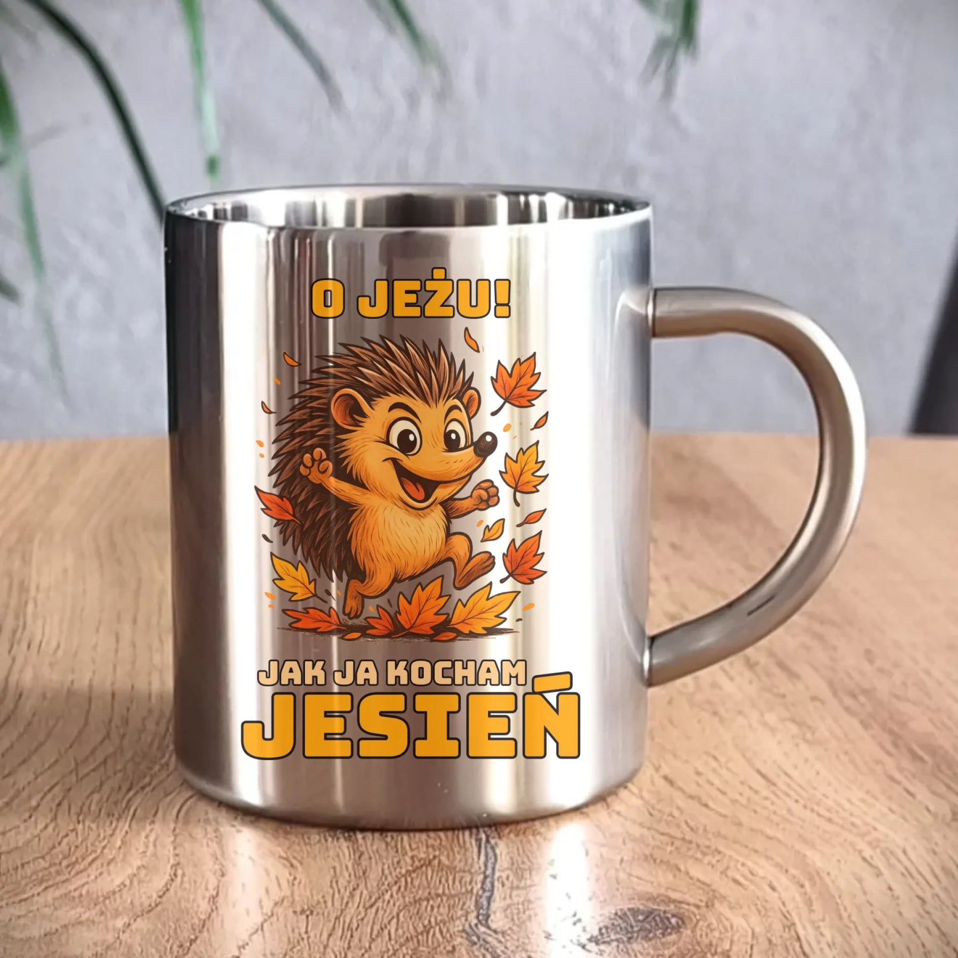 Kubek metalowy jesienny - O JEŻU! Jak ja kocham jesień JS31 - StoryCups.pl