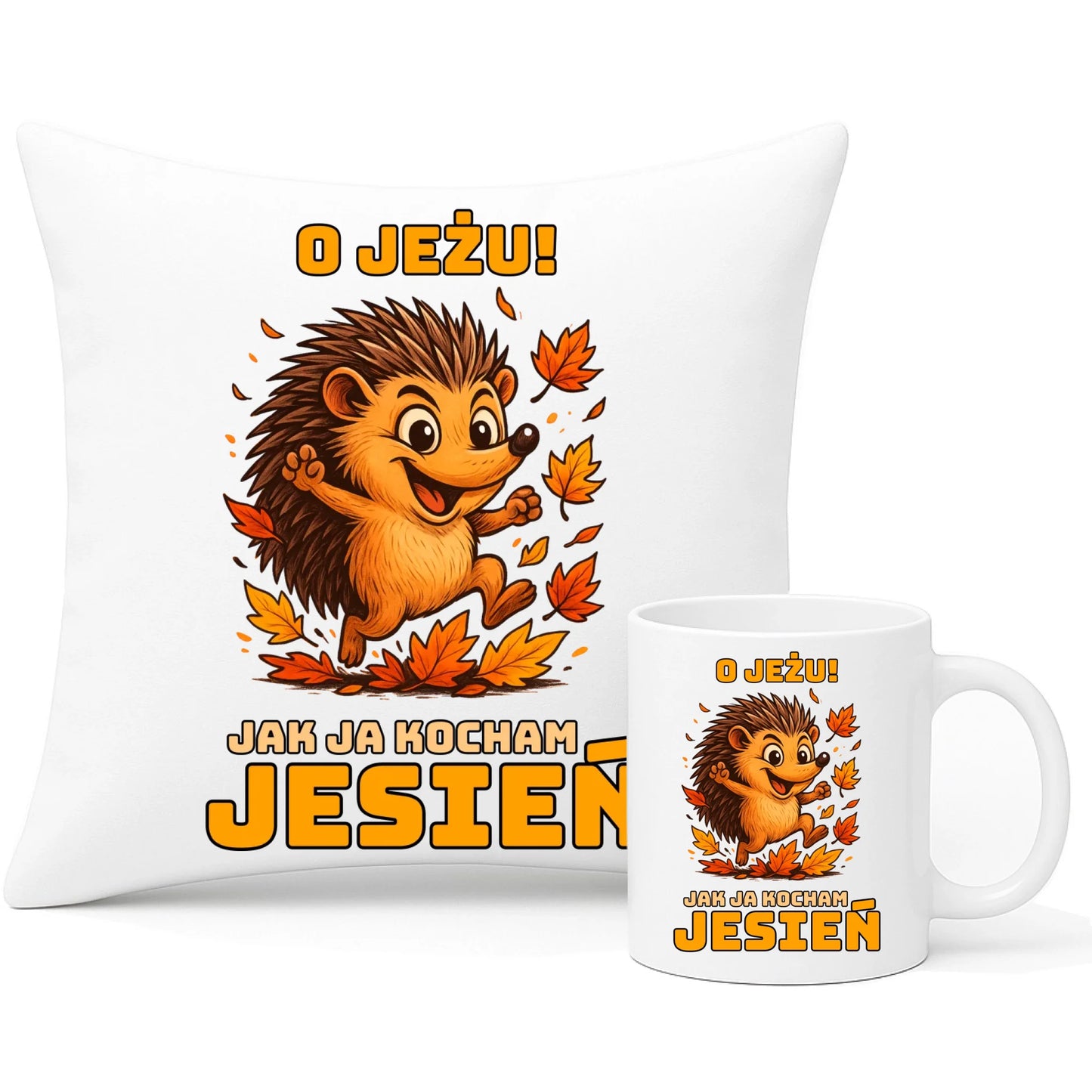 Zestaw poduszka i kubek jesienny - O JEŻU! Jak ja kocham jesień JS31