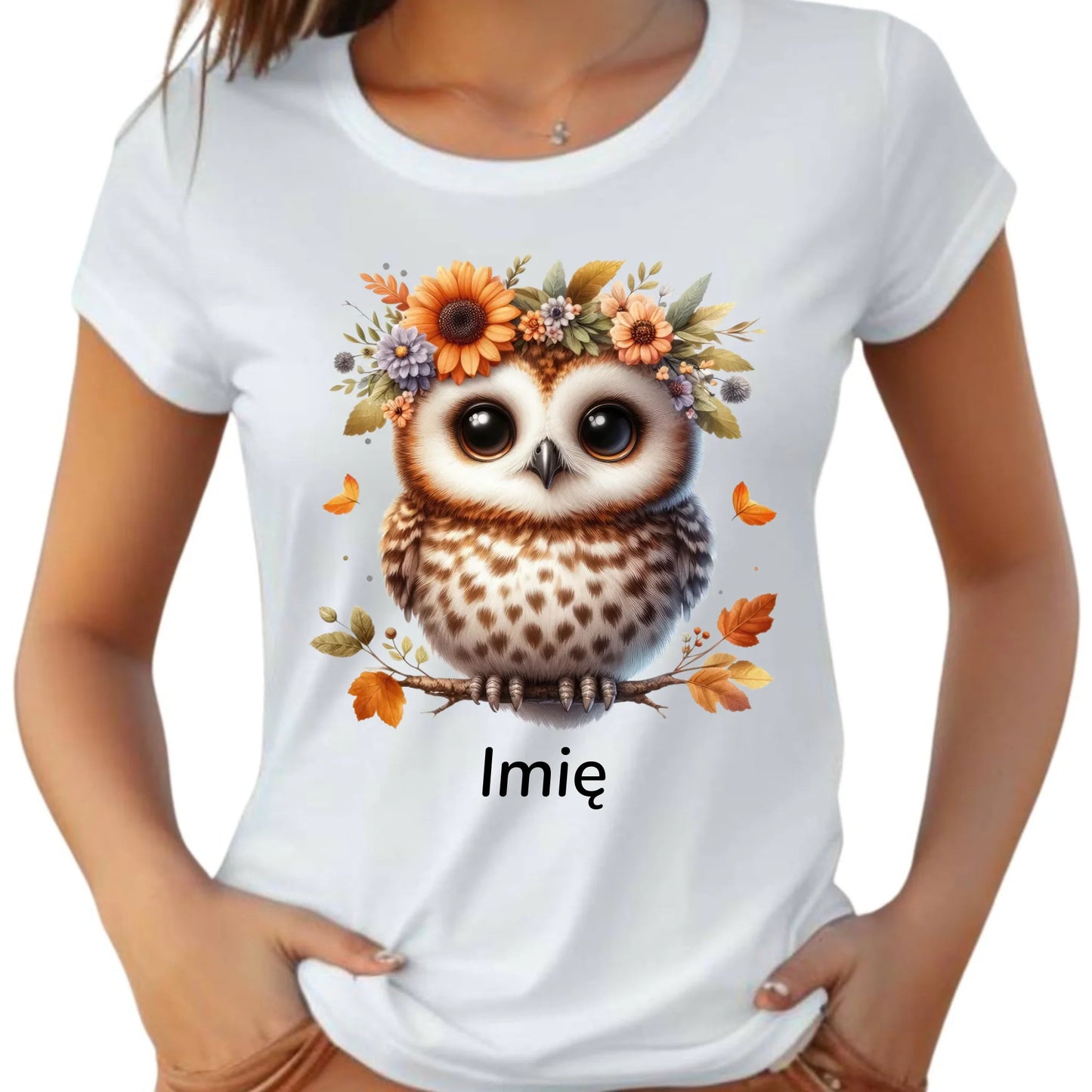 Koszulka damska jesienna - Sowa w kwiatach JS32 - StoryCups.pl