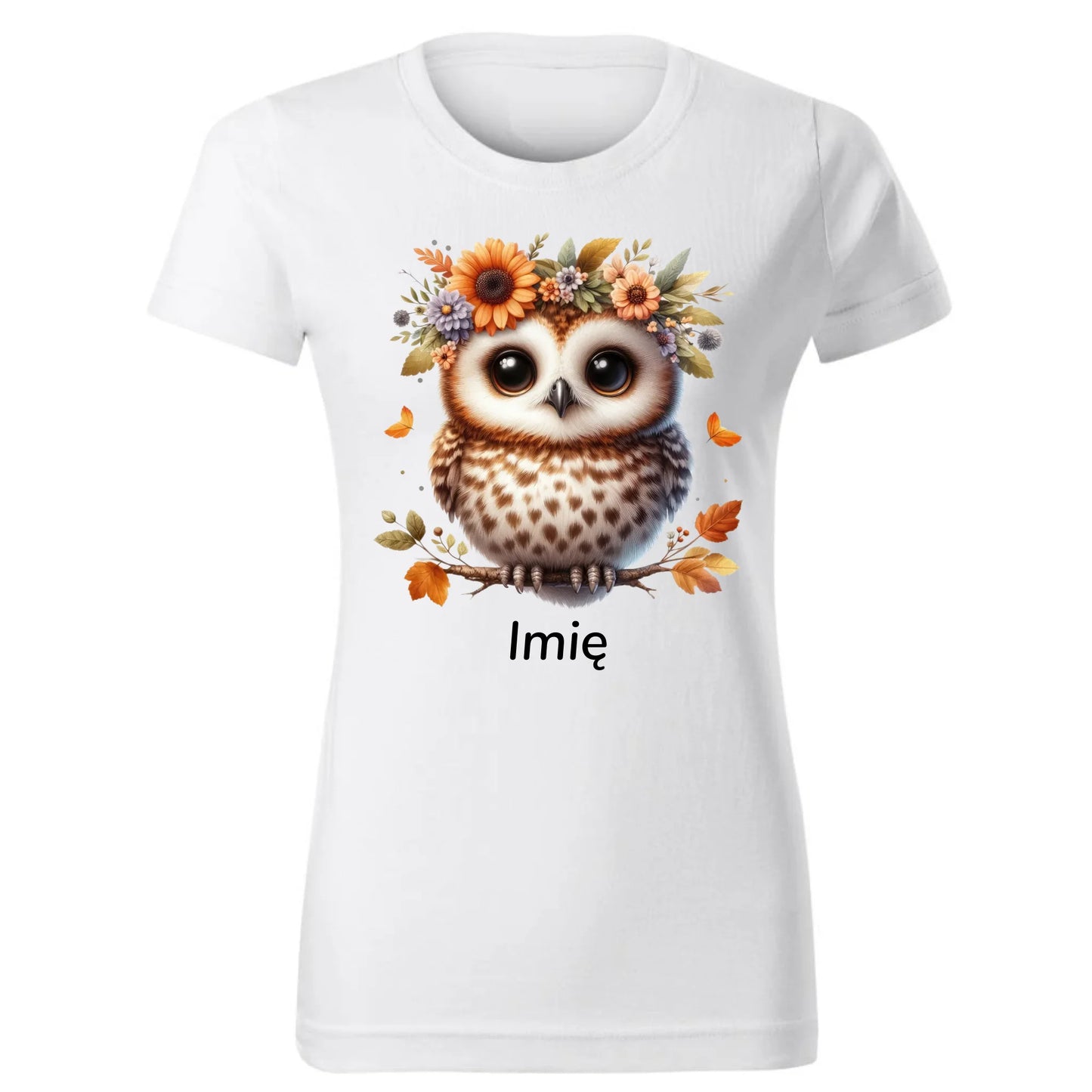 Koszulka damska jesienna - Sowa w kwiatach JS32 - StoryCups.pl
