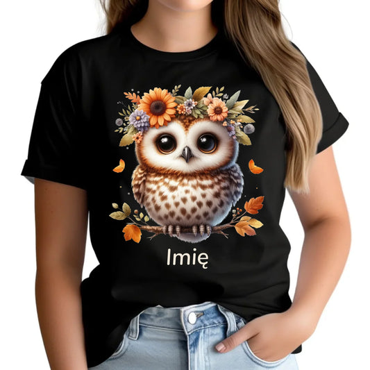 Koszulka damska jesienna - Sowa w kwiatach JS32 - StoryCups.pl