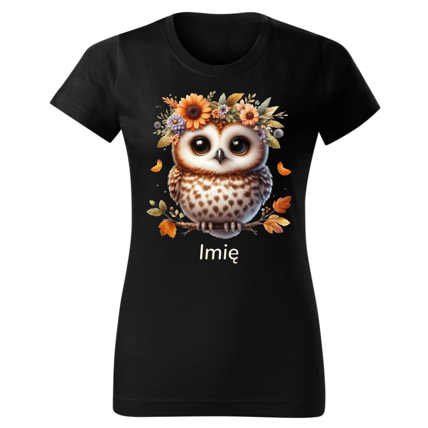 Koszulka damska jesienna - Sowa w kwiatach JS32 - StoryCups.pl