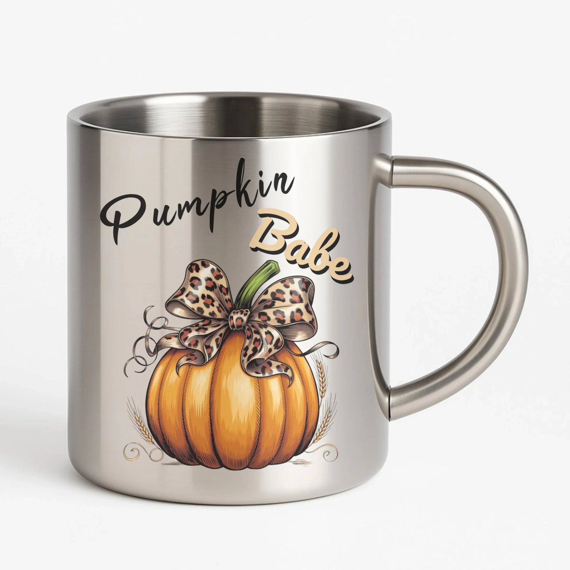 Kubek metalowy jesienny - Pumpkin Babe - dla miłośniczki dyni JS33 - StoryCups.pl
