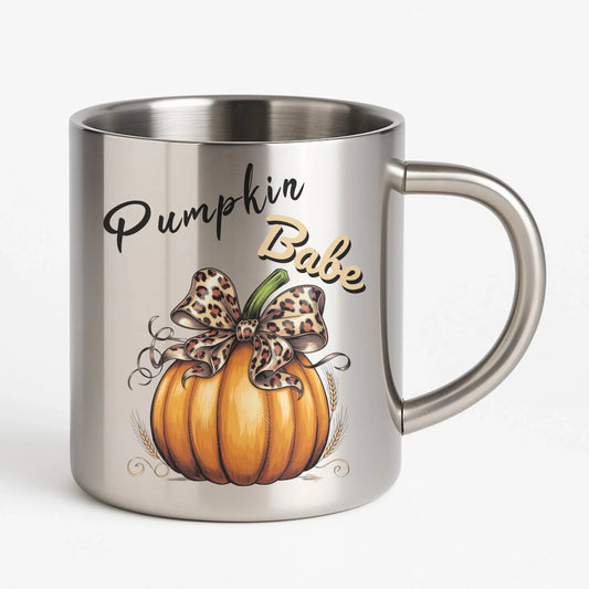 Kubek metalowy jesienny - Pumpkin Babe - dla miłośniczki dyni JS33 - StoryCups.pl