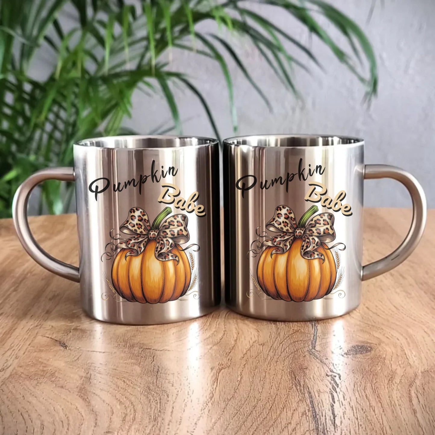 Kubek metalowy jesienny - Pumpkin Babe - dla miłośniczki dyni JS33 - StoryCups.pl