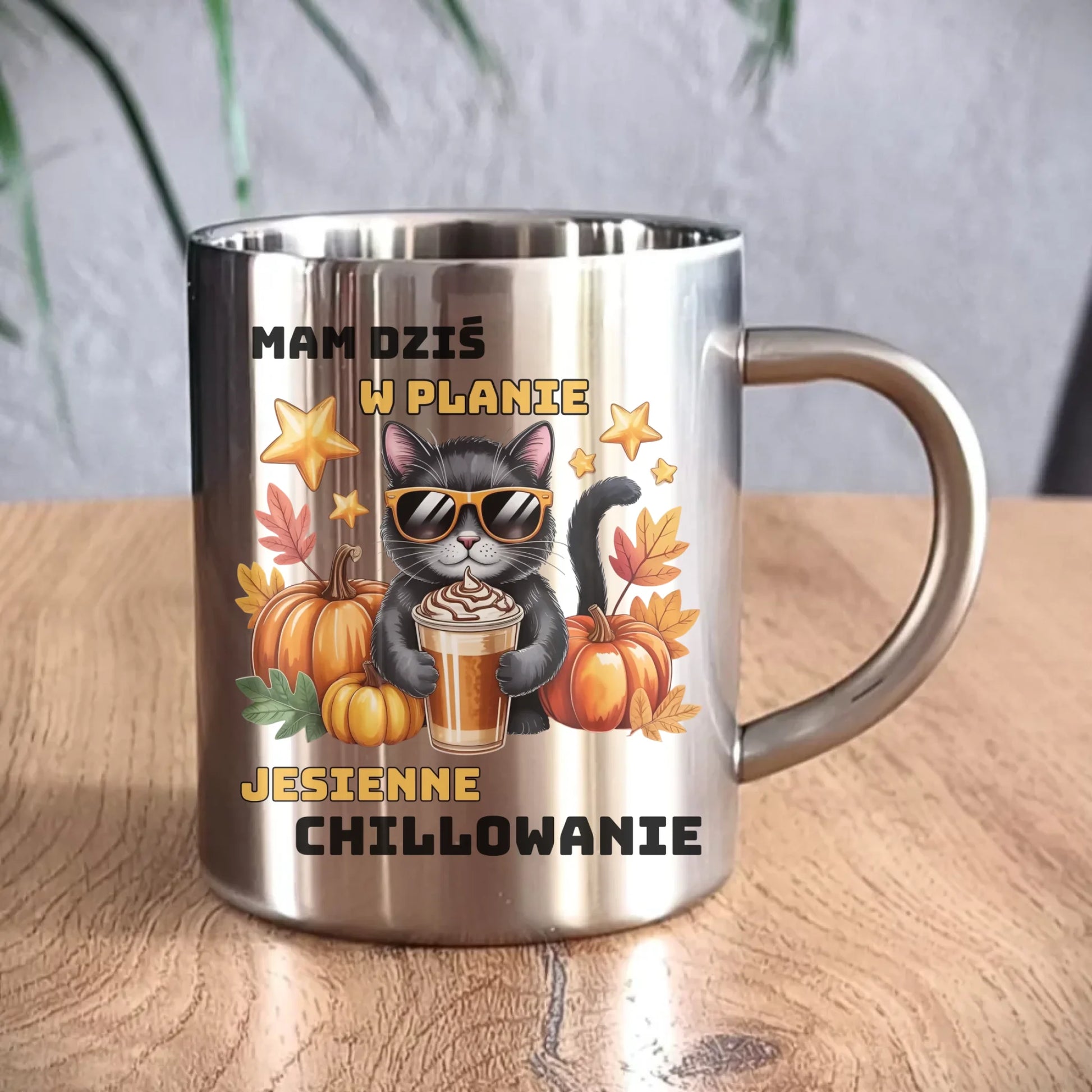 Kubek metalowy jesienny - Mam dziś w planie jesienne chillowanie JS34 - StoryCups.pl