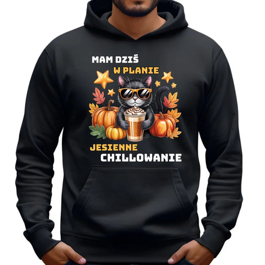 Bluza męska z kapturem jesienna - Mam dziś w planie jesienne chillowanie JS34 - StoryCups.pl