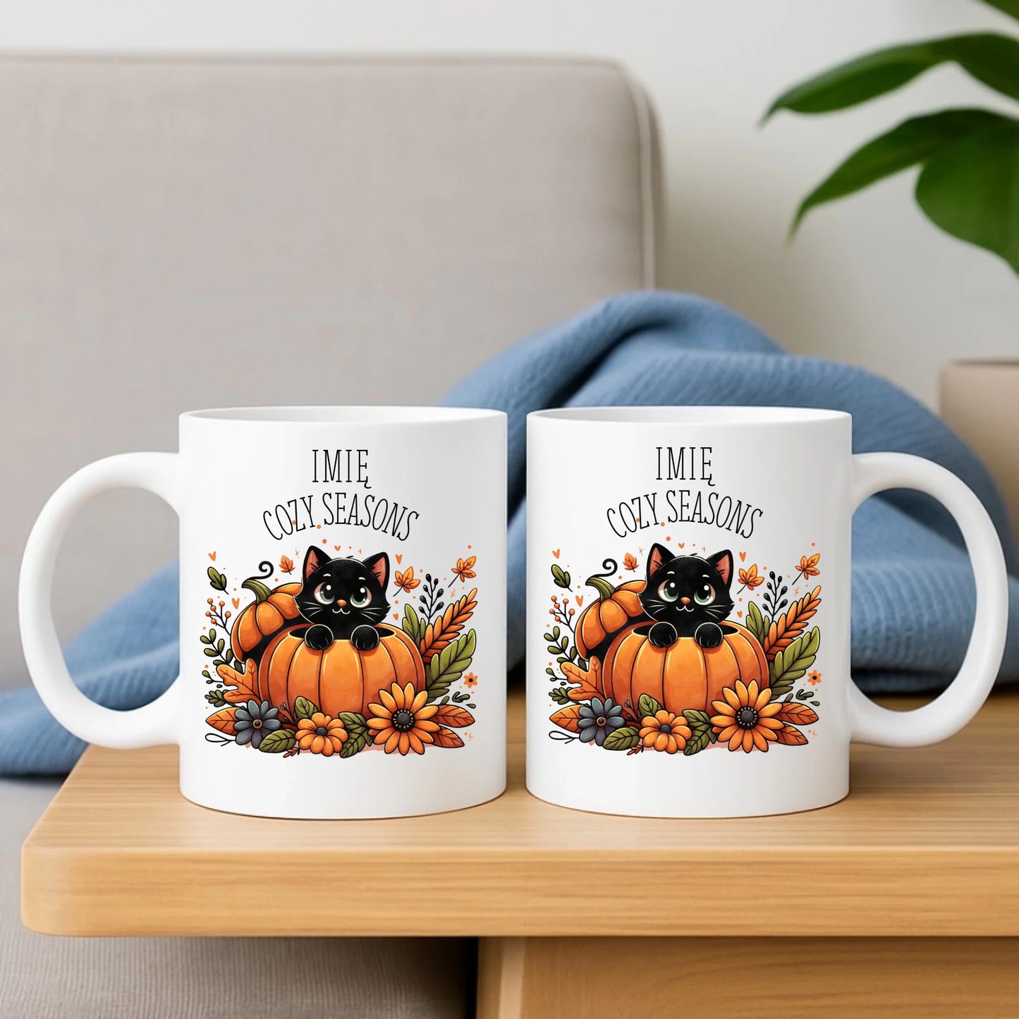 Zestaw poduszka i kubek jesieniara - Cozy Seasons - personalizowany JS01 - StoryCups.pl