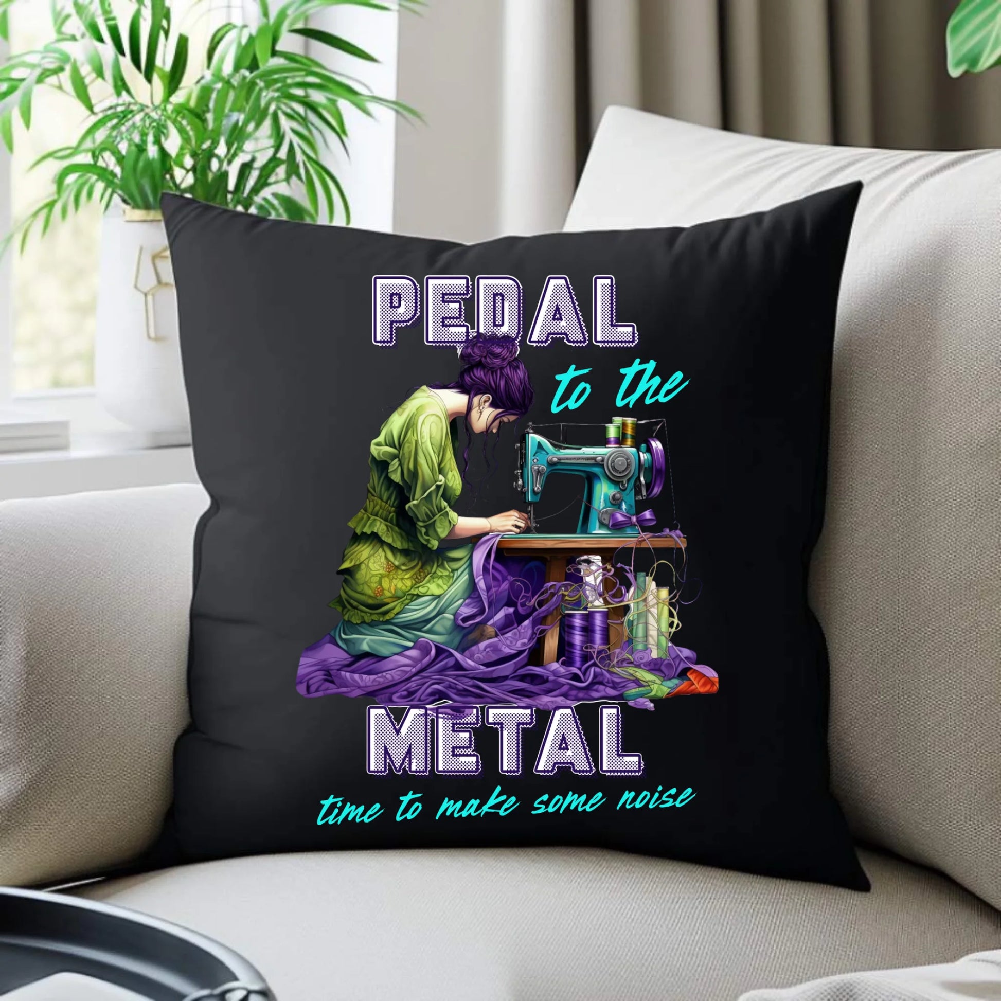 Poduszka dekoracyjna szyciowa - prezent dla krawcowej - PEDAL METAL HS01 - StoryCups.pl