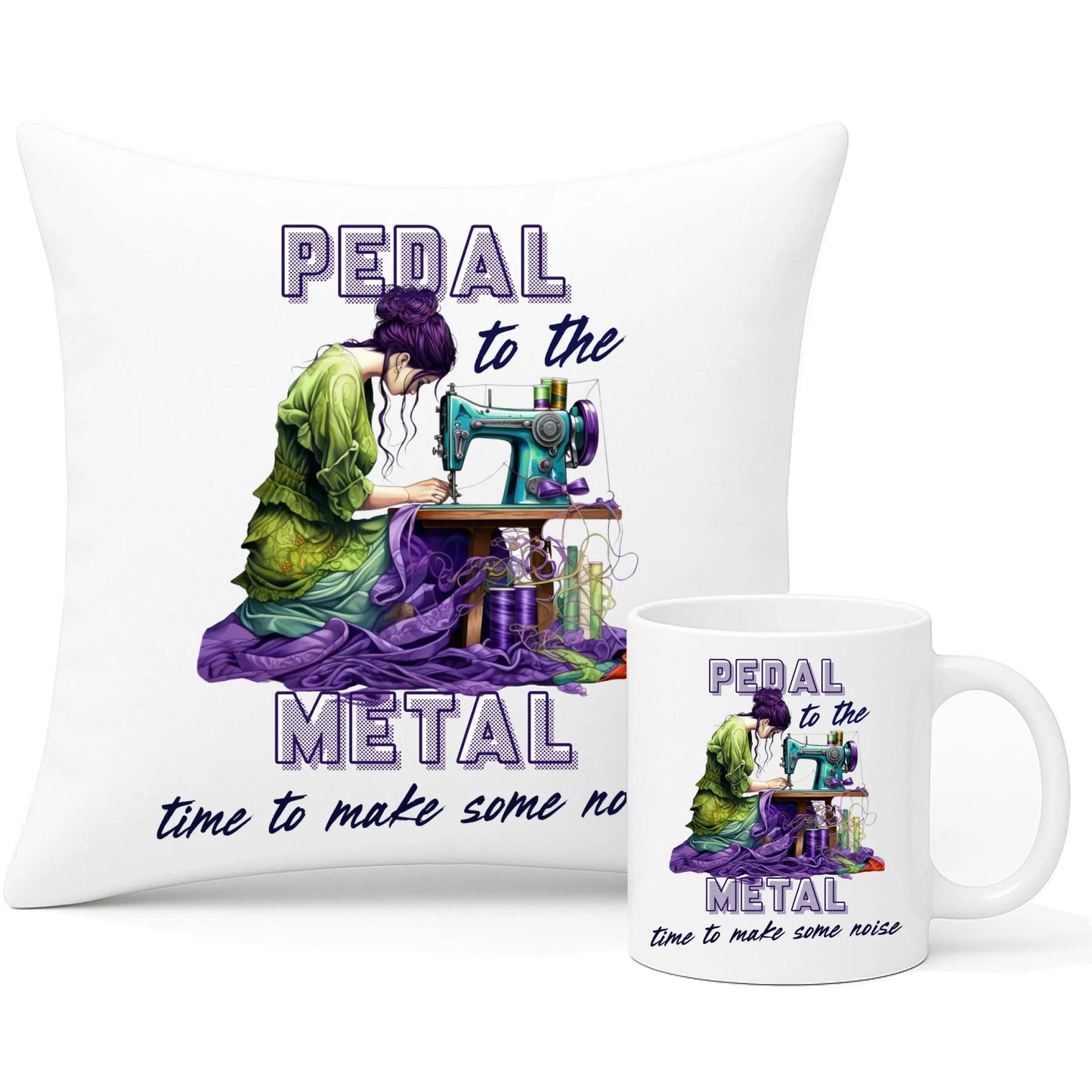 Zestaw poduszka i kubek szyciowy - prezent dla krawcowej - PEDAL METAL HS01 - StoryCups.pl
