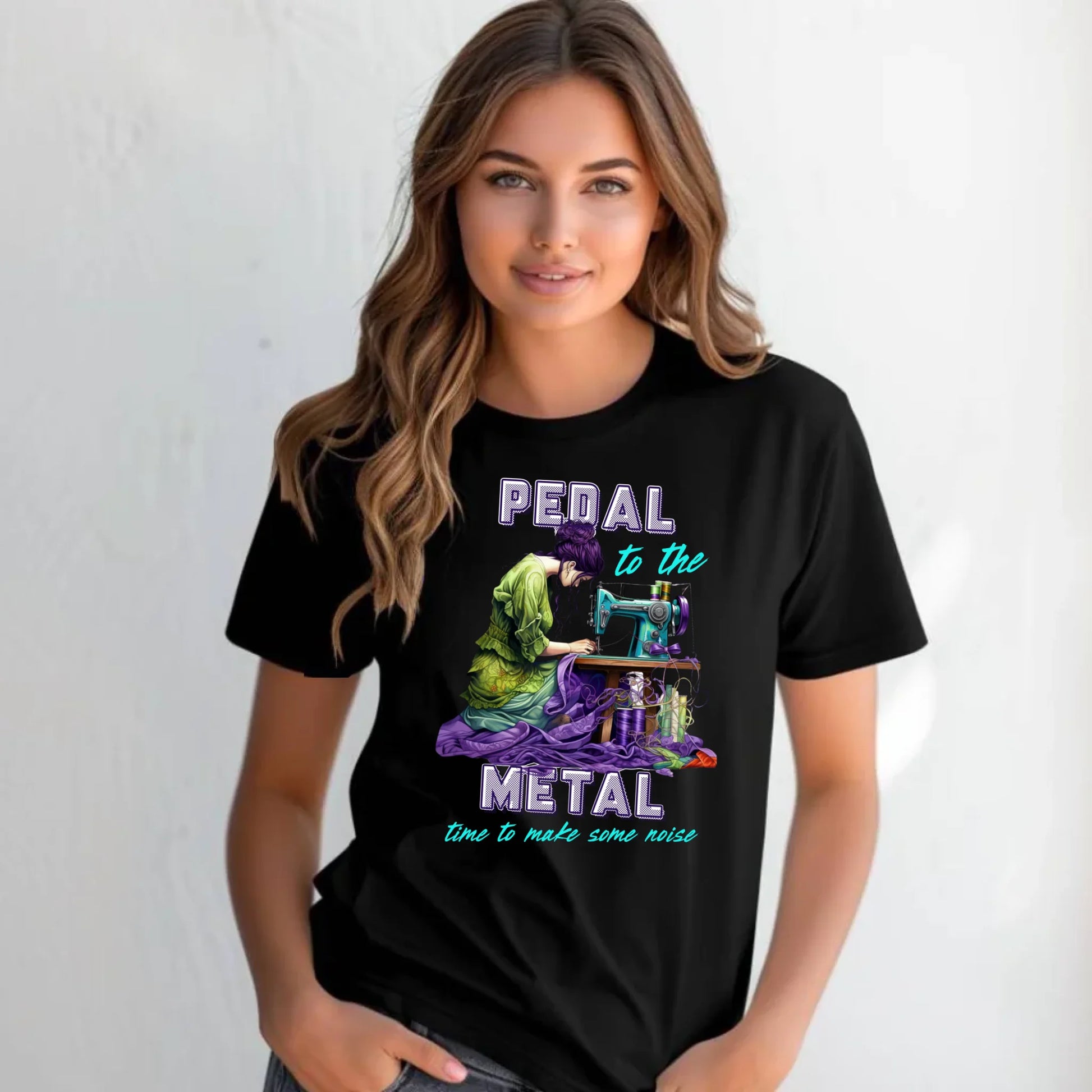 Koszulka damska szyciowa - prezent dla krawcowej - PEDAL METAL HS01 - StoryCups.pl