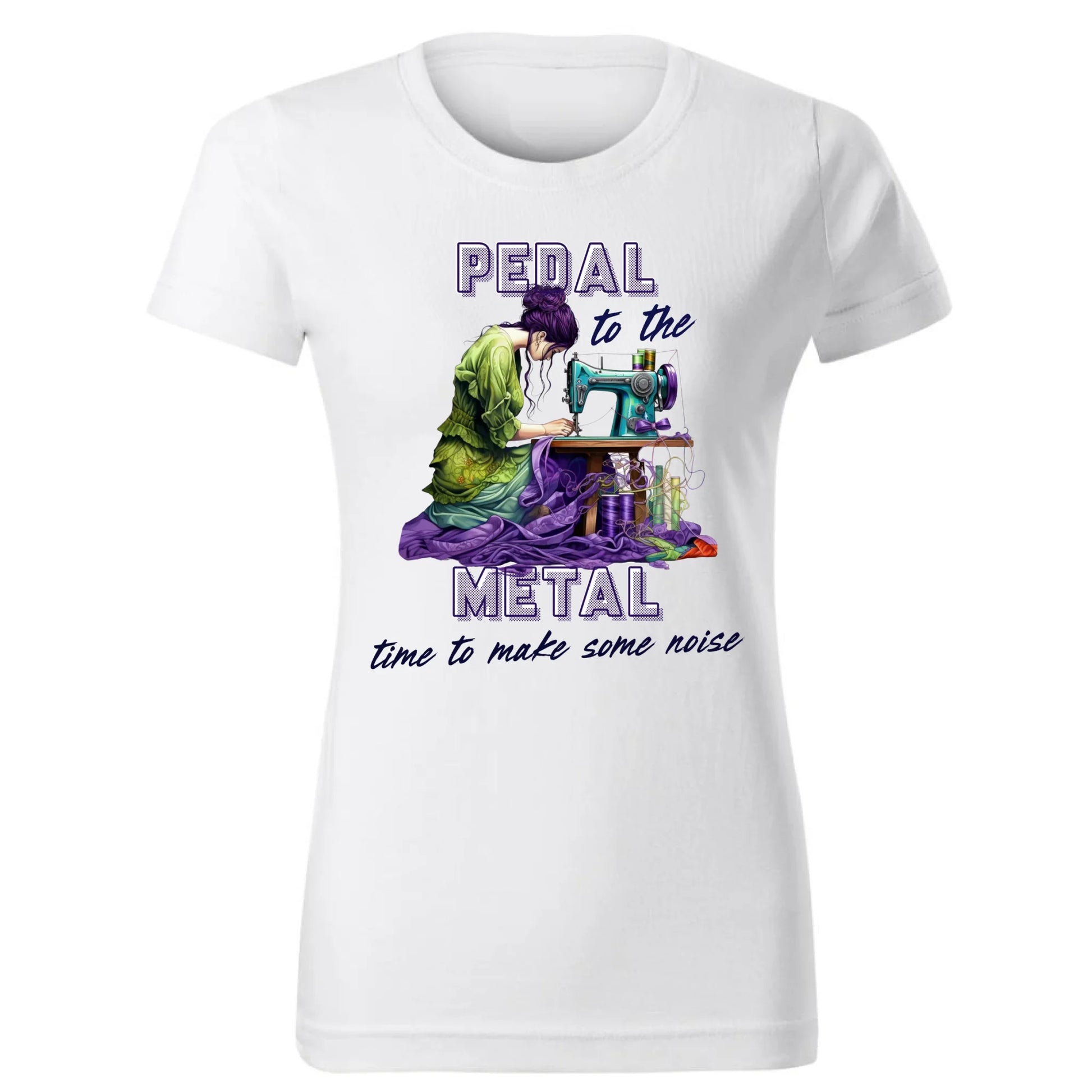 Koszulka damska szyciowa - prezent dla krawcowej - PEDAL METAL HS01 - StoryCups.pl