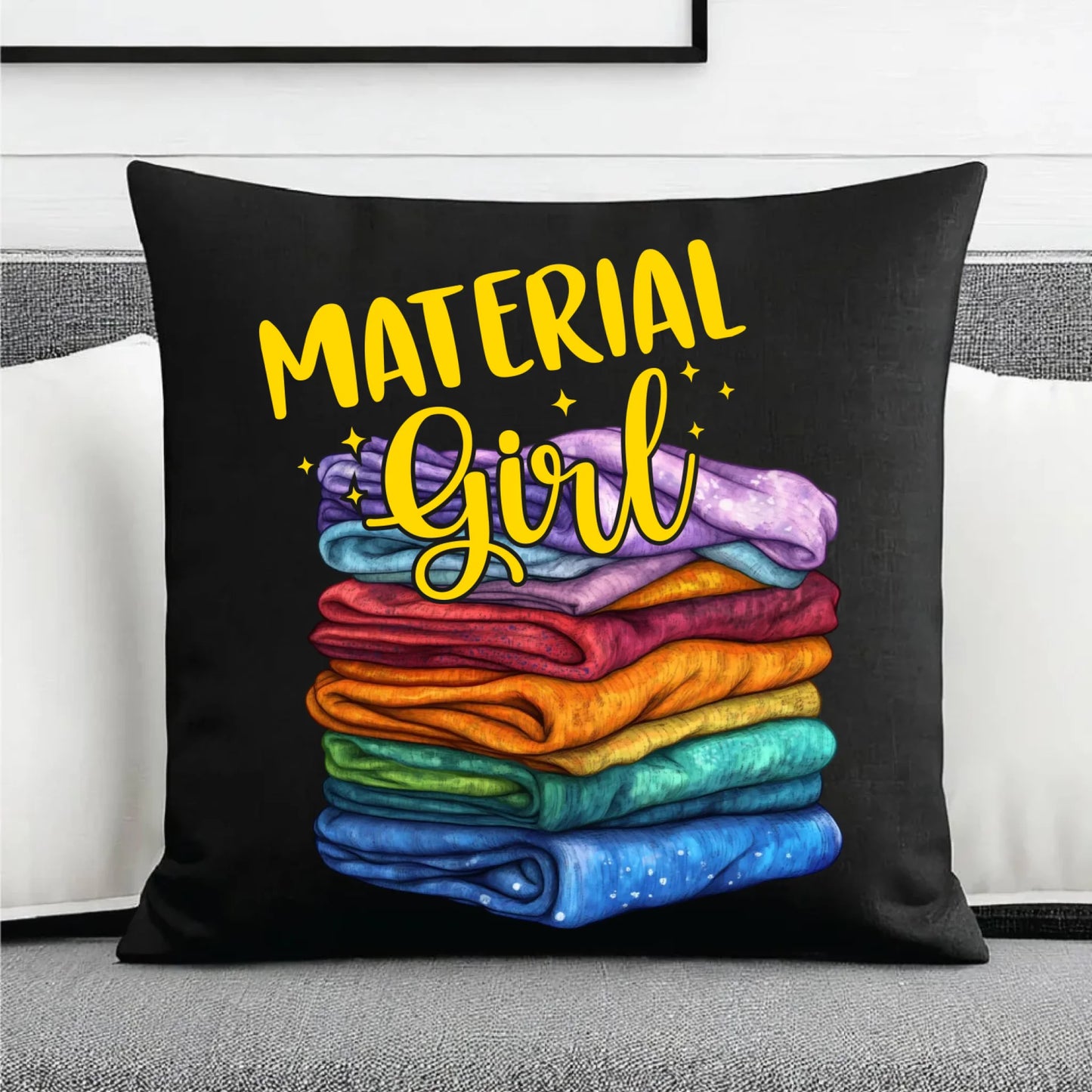 Poduszka dekoracyjna szyciowa - prezent dla krawcowej - Material Girl HS02 - StoryCups.pl