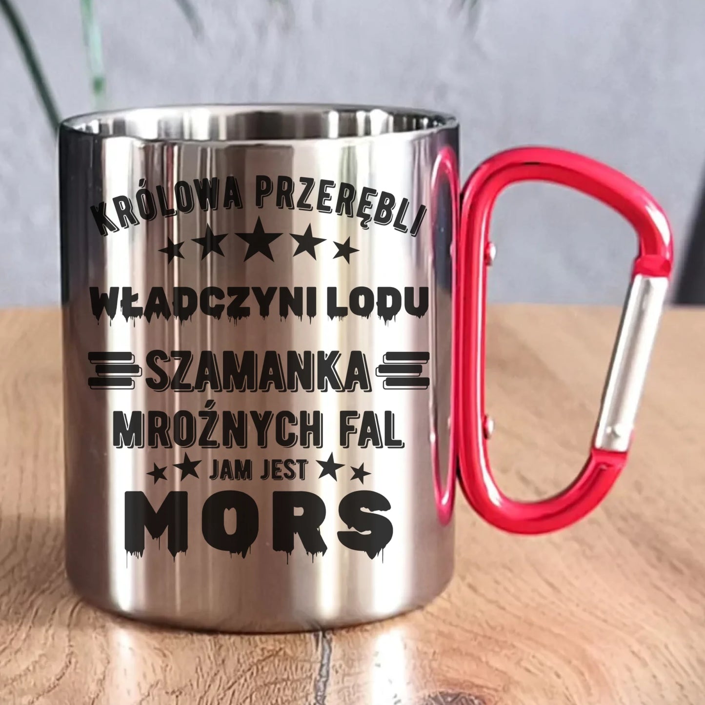 Kubek metalowy - prezent dla morsa - Królowa przerębli Jam jest mors HM17 - StoryCups.pl