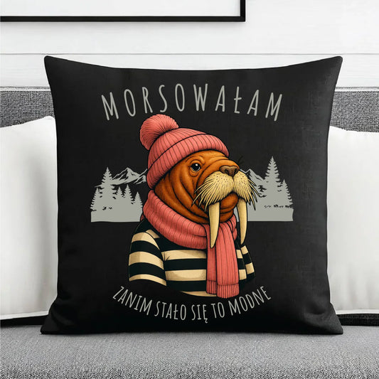 Poduszka dekoracyjna - prezent dla morsa - Morsowałam zanim stało się to modne - Mors HM21 - StoryCups.pl