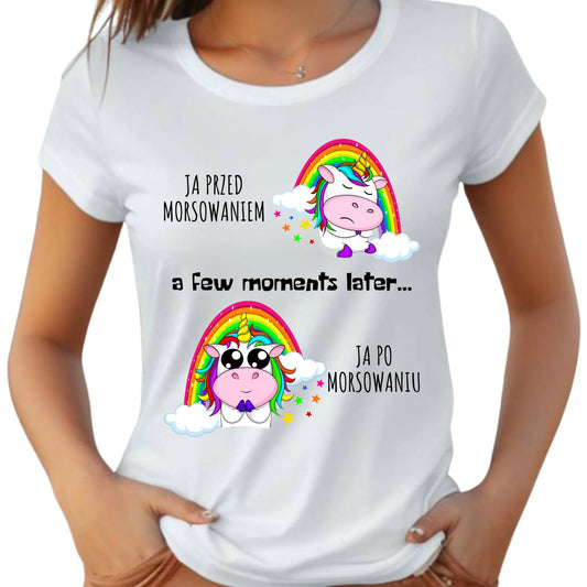 Koszulka damska - prezent dla morsa - Jednorożec - Ja po morsowaniu HM11 - StoryCups.pl