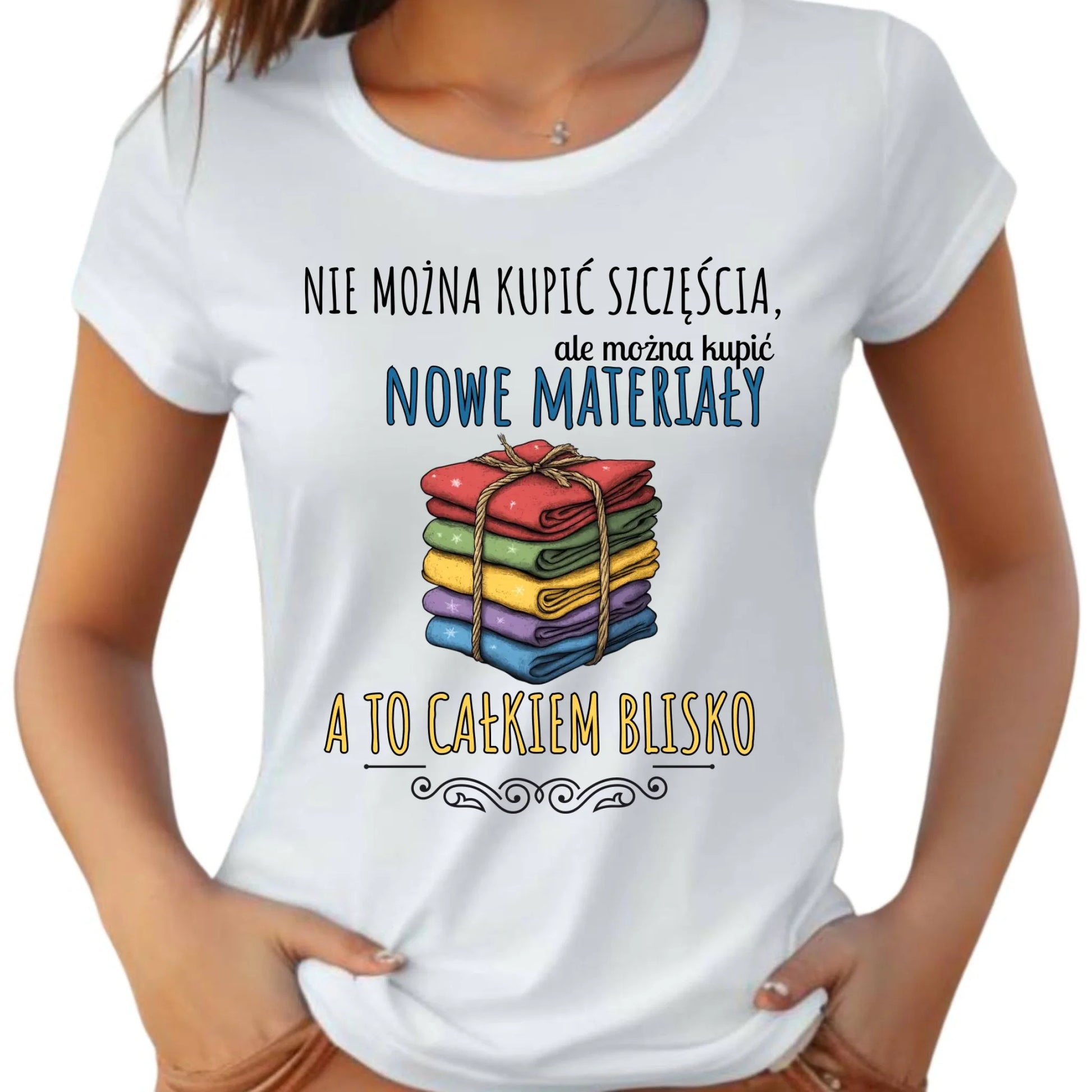 Koszulka damska szyciowa dla krawcowej - Nie można kupić szczęścia HS03 - StoryCups.pl