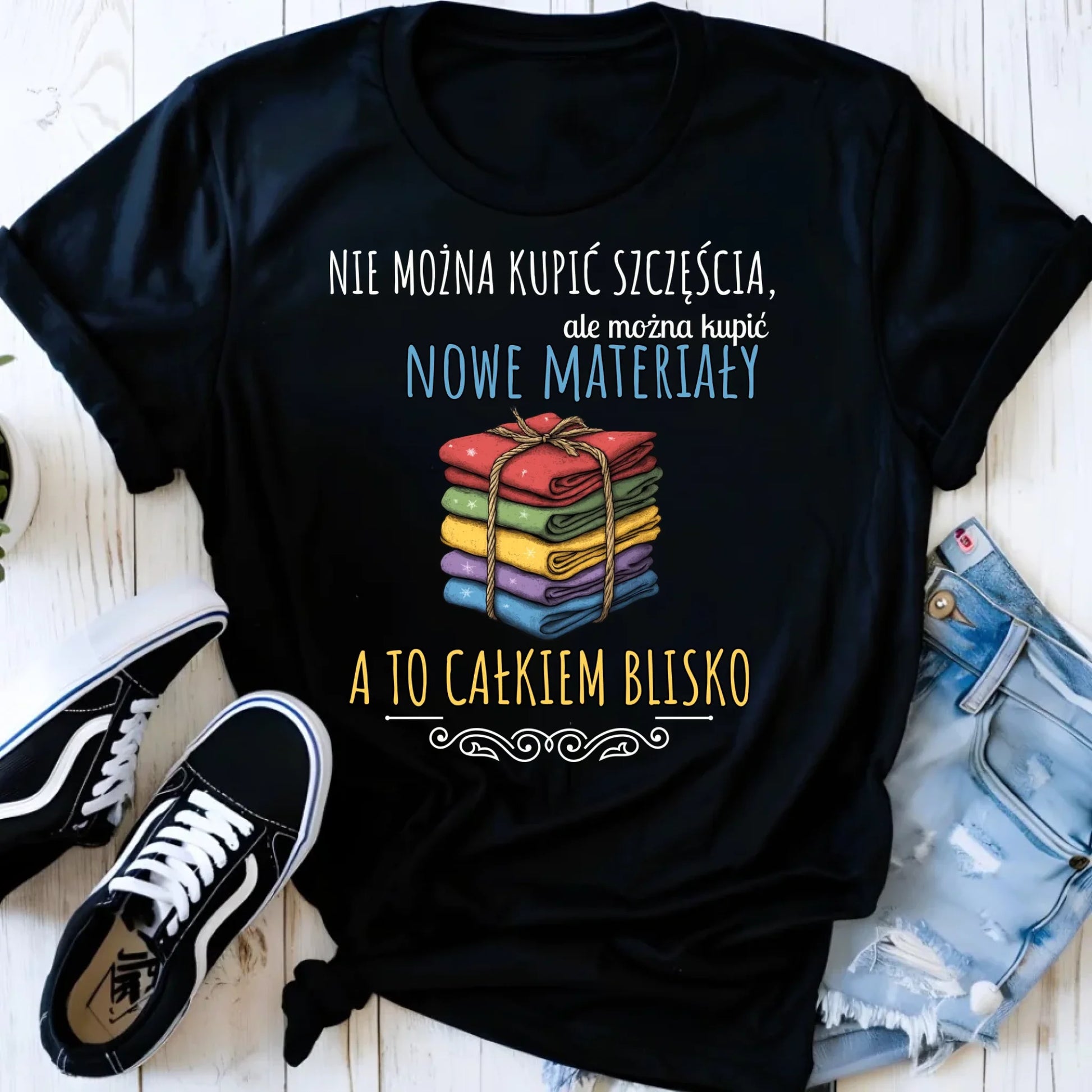 Koszulka damska szyciowa dla krawcowej - Nie można kupić szczęścia HS03 - StoryCups.pl