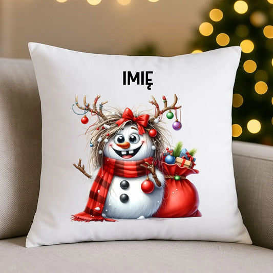 Bałwanek | Personalizowana poduszka świąteczna BN70 - StoryCups.pl