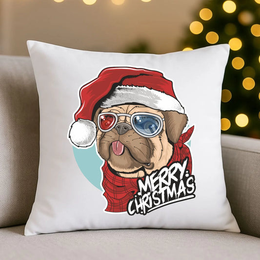 Merry Christmas | Świąteczna poduszka z mopsem BN62 - StoryCups.pl