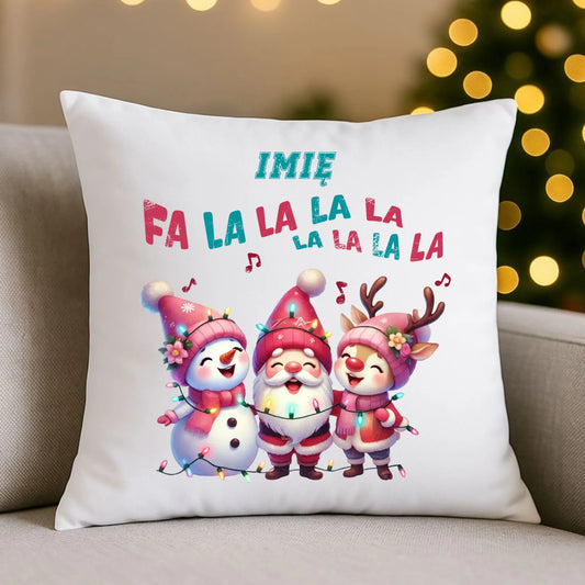 Fa la la la la | Świąteczna poduszka z imieniem BN51 - StoryCups.pl