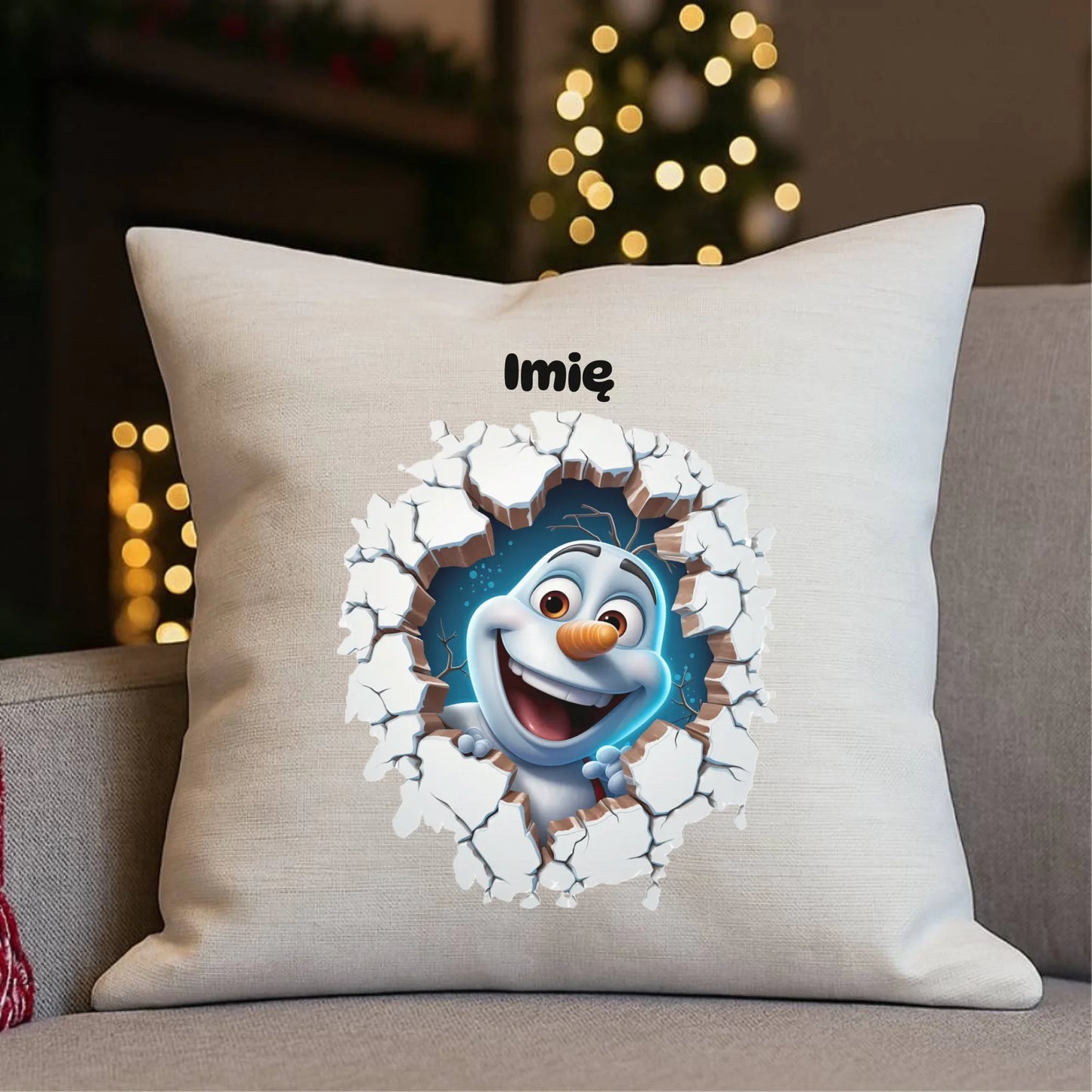 Bałwan 3D | Personalizowana poduszka świąteczna BN84 - StoryCups.pl