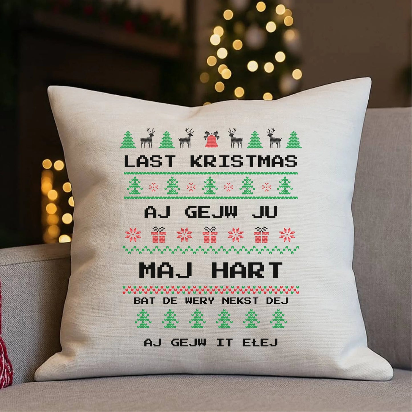 Last kristmas aj gejw ju maj hart | Świąteczna poduszka BN13 - StoryCups.pl