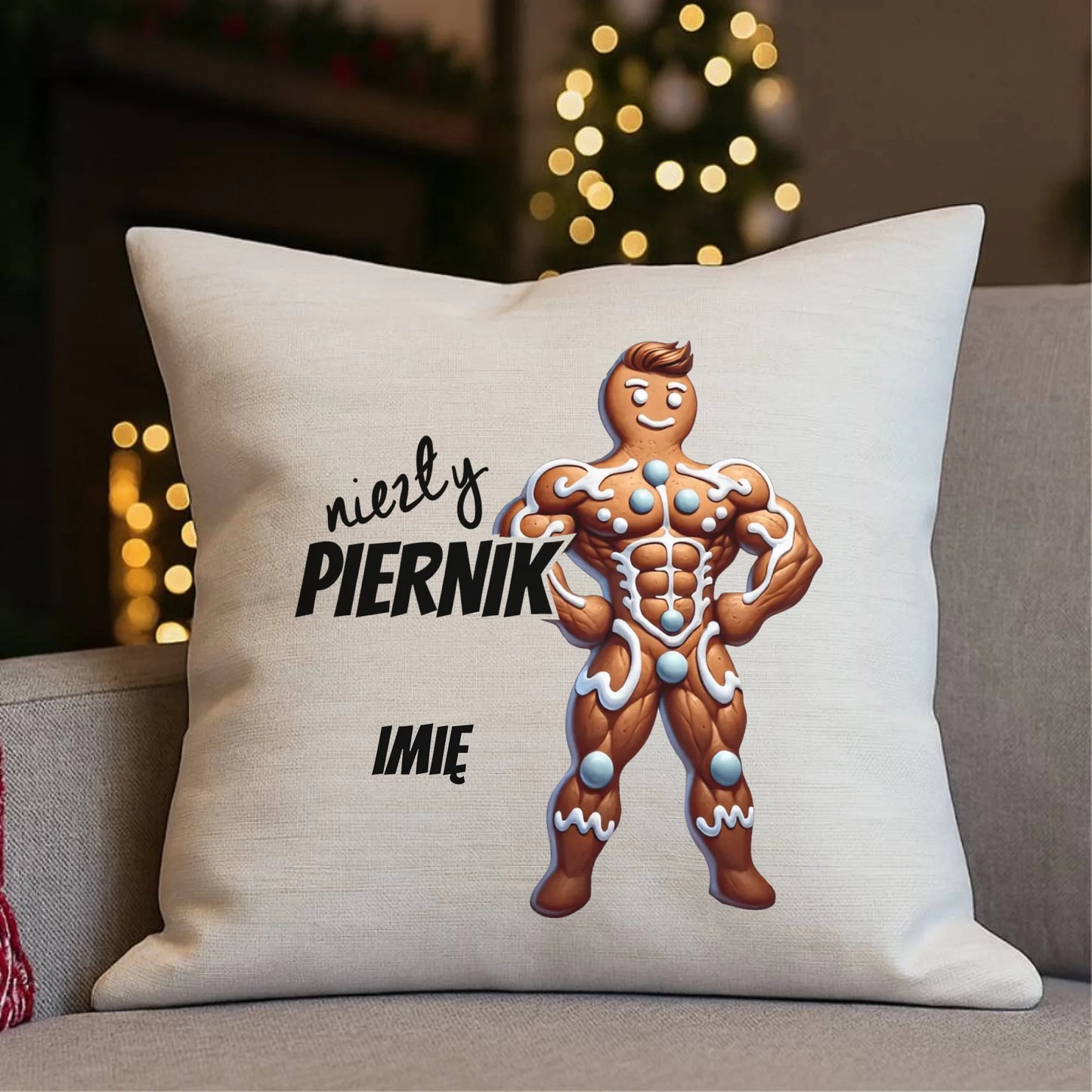 Niezły piernik | Świąteczna poduszka z imieniem BN24 - StoryCups.pl