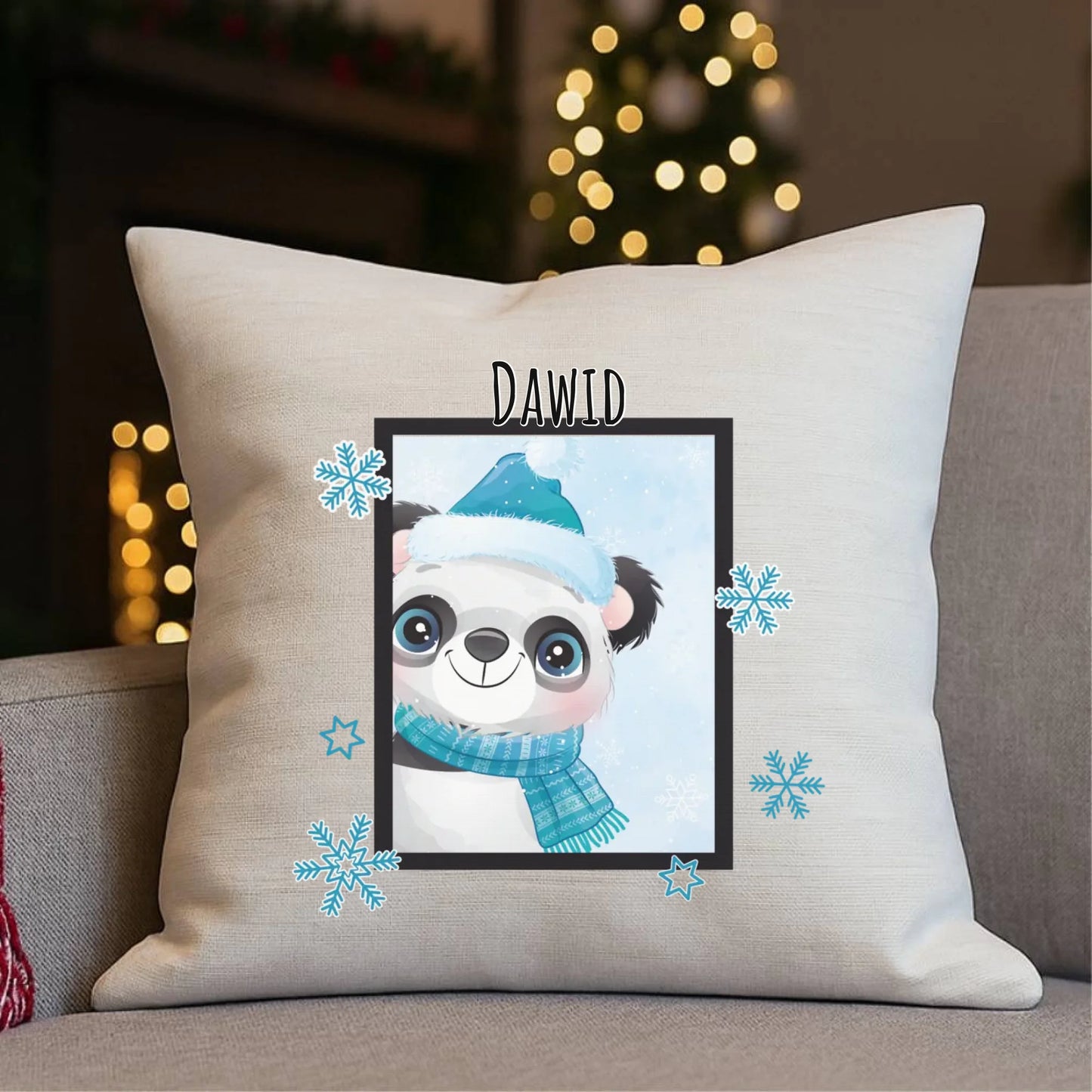Zimowy Miś | Świąteczna poduszka z imieniem BN16 - StoryCups.pl