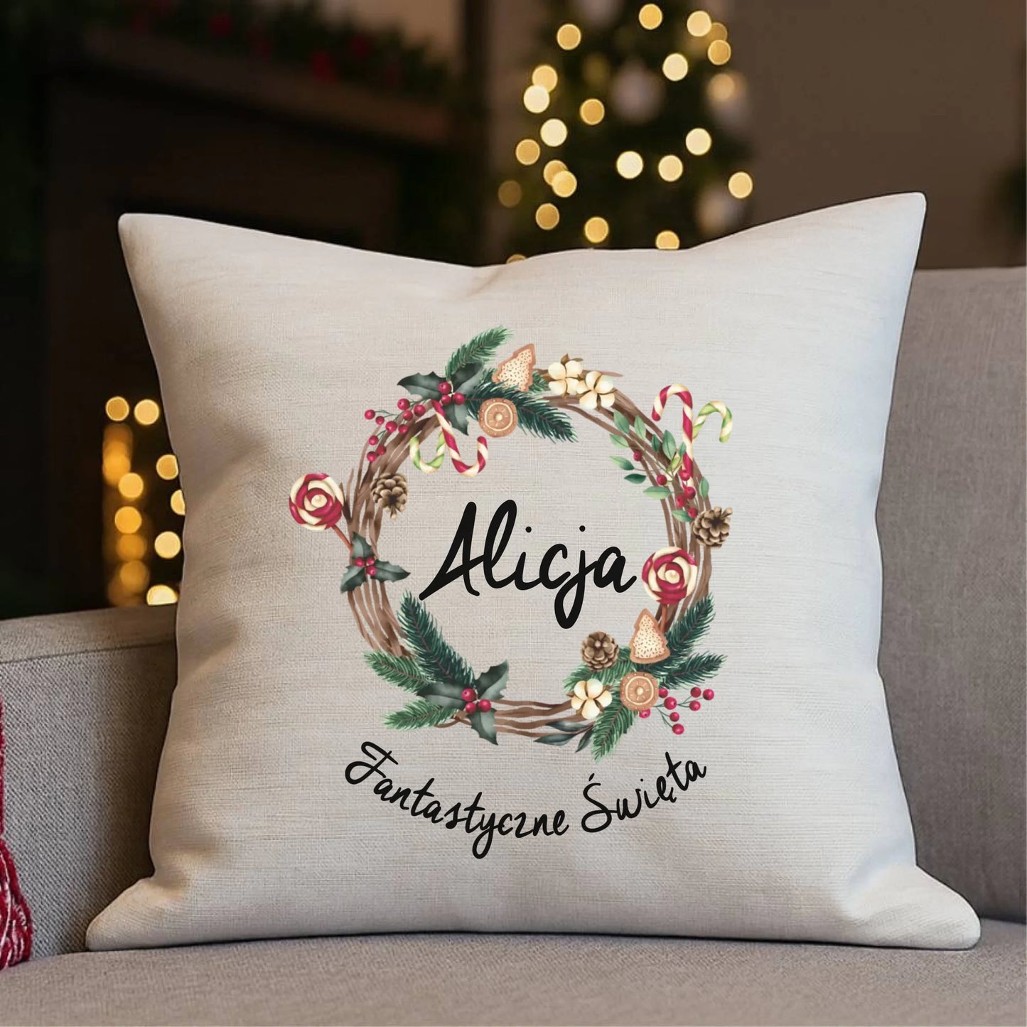 Fantastyczne Święta | Świąteczna poduszka z imieniem na prezent BN14 - StoryCups.pl