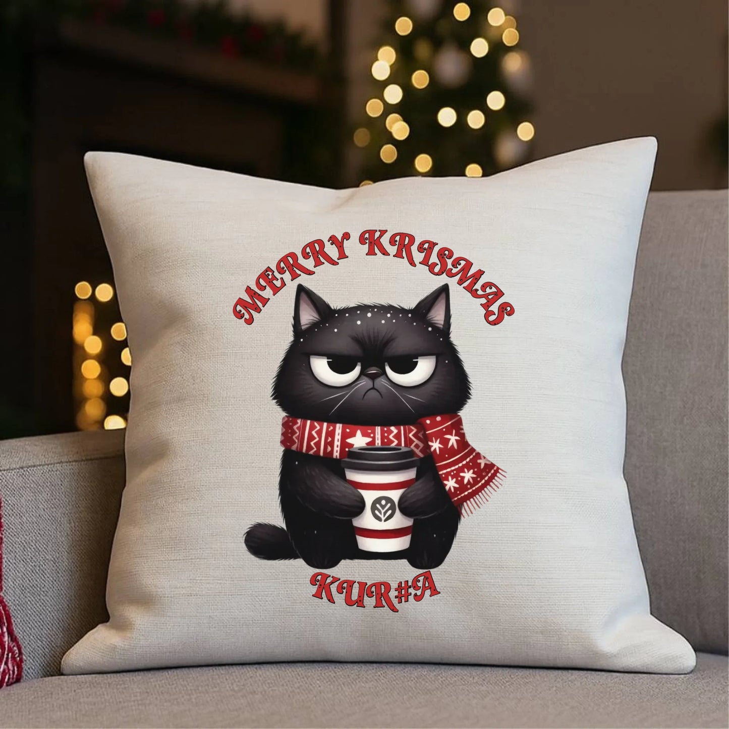 Merry krismas | Świąteczna poduszka BN34 - StoryCups.pl