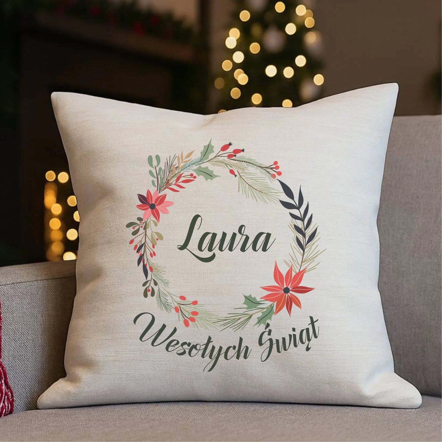 Wesołych Świąt | Personalizowana poduszka na święta BN19 - StoryCups.pl