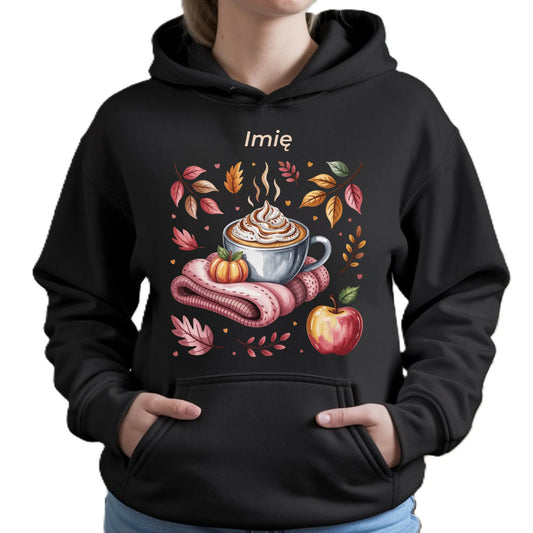 Bluza damska z kapturem jesienna - Przytulna jesień - personalizowana JS29