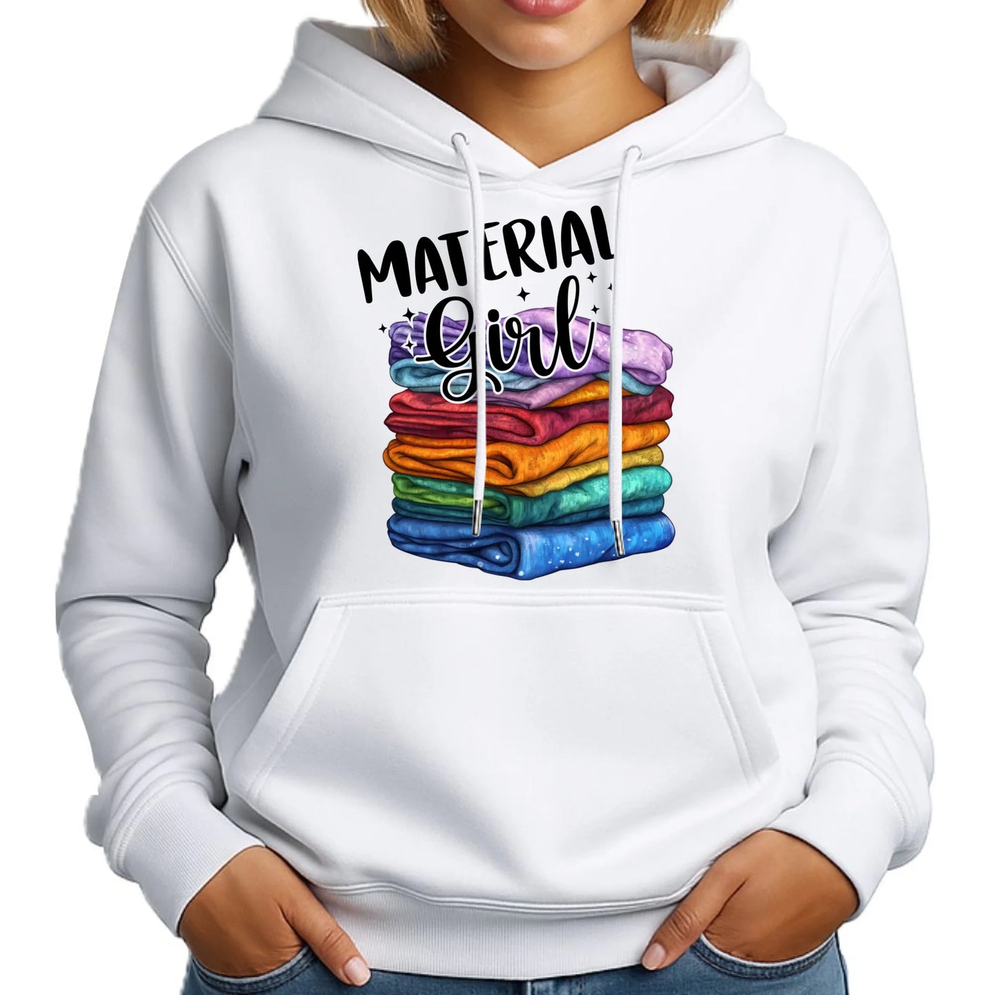 Bluza damska z kapturem szyciowa - prezent dla krawcowej - Material Girl HS02