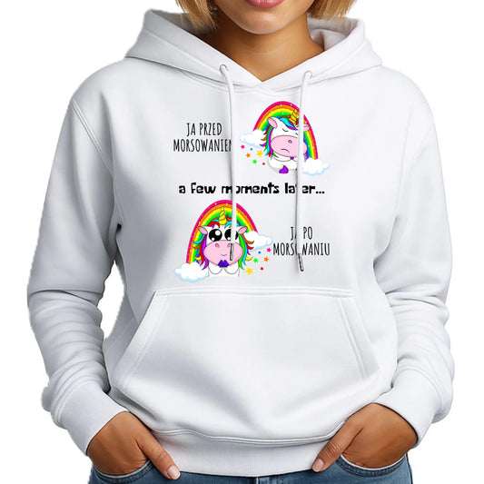 Bluza damska z kapturem - prezent dla morsa - Jednorożec - Ja po morsowaniu HM11 - StoryCups.pl