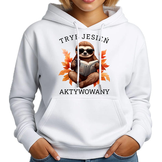 Bluza damska z kapturem jesienna - Leniwiec - Tryb jesień aktywowany JS23